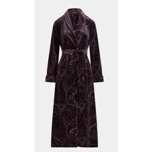NWOT Lauren Ralph Lauren Paisley Velvet Shawl-Collar Robe,$225 Small